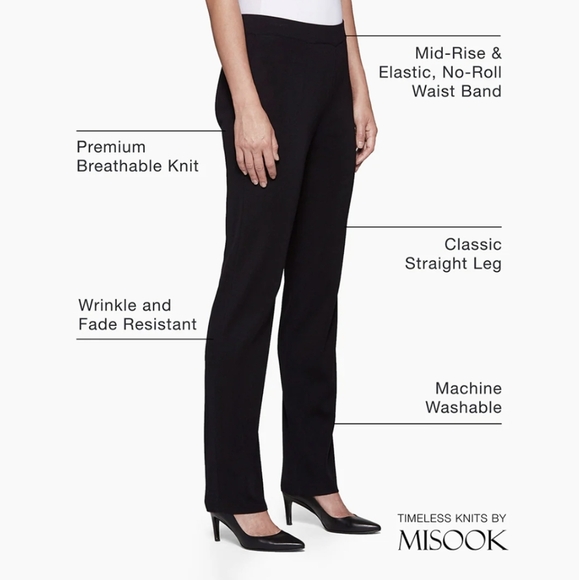 Misook Nancy Straight Leg Mylana Knit Pant Black Women's Small - Picture 3 of 9